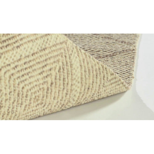 Millwood Pines Abberton Geometric Handmade Flatweave Cotton Beige Area